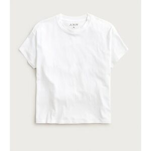 J.Crew Feather Jersey T-Shirt White Short Sleeve Crew Neck Cotton Size Large
